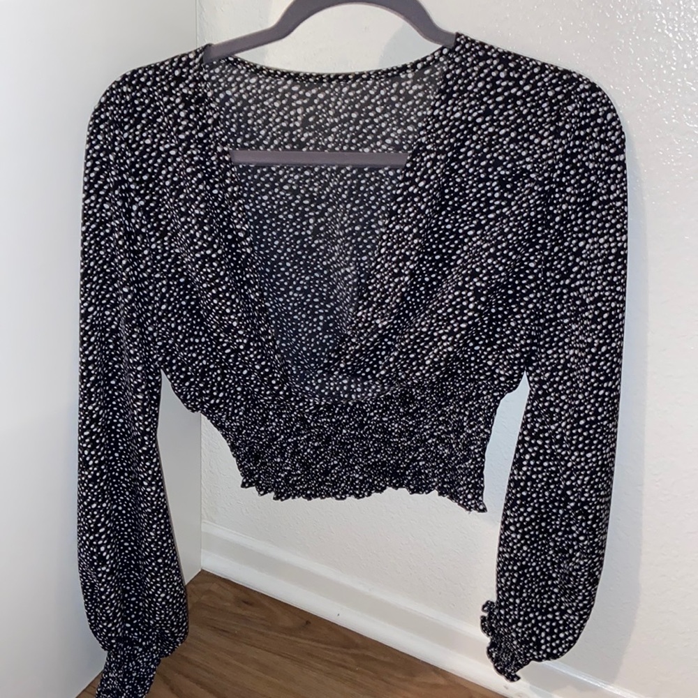 Dark Navy Blue/Black Patterned Blouse